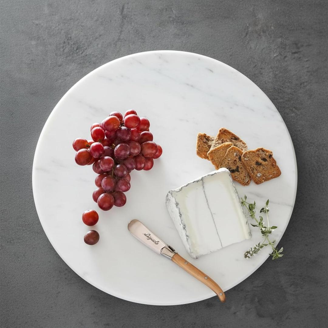 Reallnaive Round Marble Cheese Board 11.8 Inch Charcuterie Cutting Tray Marble Serving Decorative for Decoration Charcuterie Kitchen