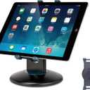 Premium 360 Rotating Tablet Stand for Desk  Adjustable Tablet Holder for 7.9 to 13 Devices, Swivel Weighted Base, Sturdy Black Metal iPad Stand for Office, Home, and Retail Display