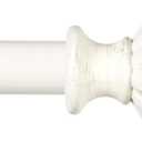 Kenney Rachel Fluted Ball Window Curtain Rod, Adjustable 28-48 Inch, Antique White