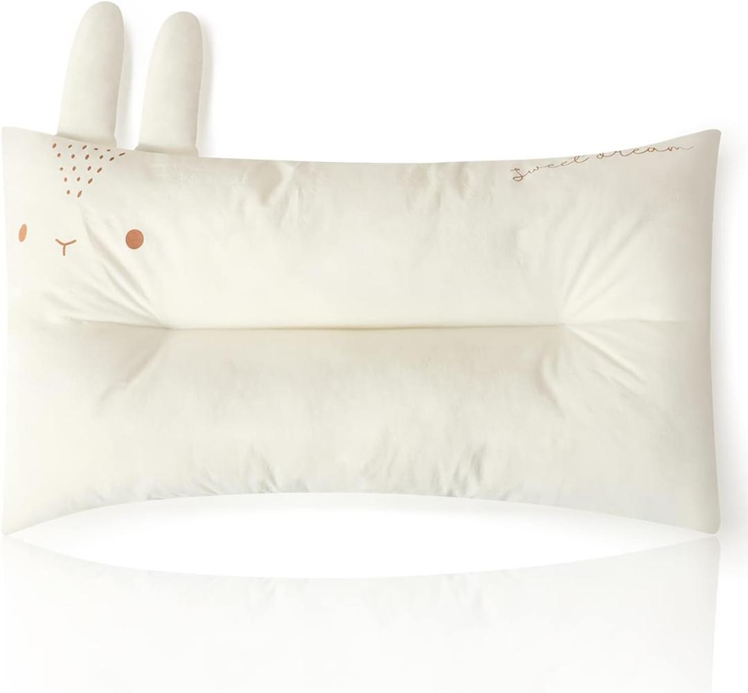 Choc chick Toddler Pillow, 20X12inches Machine Washable 100% Cotton Pillowcase Soft Hypoallergenic Kids Pillows,Child Cute Animal Perfect Toddler Pillows for Sleeping 2 Years Old (Rabbit)