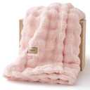 Bedsure 3D Fleece Bubble Blanket for Couch - GentleSoft Pink Throw Mother's Day Blanket for Sofa Bed Room Decor - Luxury Soft Cozy Spring Gifts for Girls Women, Lightweight, Crystal Pink, 50"×60"