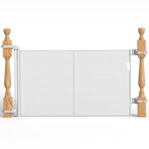 Upgraded Retractable Baby Gates for Stairs & Banister, Mesh Dog Gate Indoor, Extends to 55" Wide 33" Tall, Child Safety Gate for Stairway, Banister & Wall Mount (White)