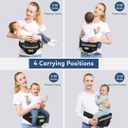 Baby Carrier with Hip Seat, Ergonomic Front Carrier for Newborns & Toddlers, Adjustable Waistband with Strong Support, Large Pocket Design, Black