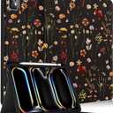for iPad Pro 11 Inch Case M5 2025/M4 2024 - Smart Folio Cover (Auto Wake/Sleep) with Build-in Pencil Holder for Apple Tablet Soft PU Leather Cover for Women Girls,Retro Floral (Black Retro Flower)