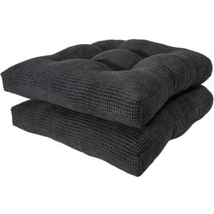 Arlee Memory Foam, Non-Skid Backing Chair Pads, 15.5" L x 15.5" W, Black 2 Count