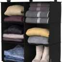 ClosetMaid 6-Shelf Fabric Hanging Closet Organizer with Garment Rod for Shirts, Sweaters, Pants, Hats, Shoes, Purses with Charcoal Black Finish