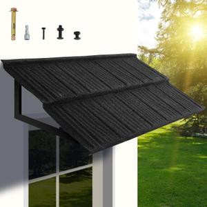 Metal Awning 52" x 31", Fixed Metal Window Awning for Door Entrance with Triangle Steel Frame, Front Door Awnings Canopy Exterior Weather Resistant for Balcony, Window, Porch, Patio, Rain Protection