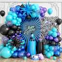 Black Purple Blue Balloon Garland Arch Kit, 120 PCS Metallic Purple Metallic Blue Black Teal Confetti Balloons with Large Star Foil Balloons for Kids Video Game Baby Shower Birthday Party Decorations