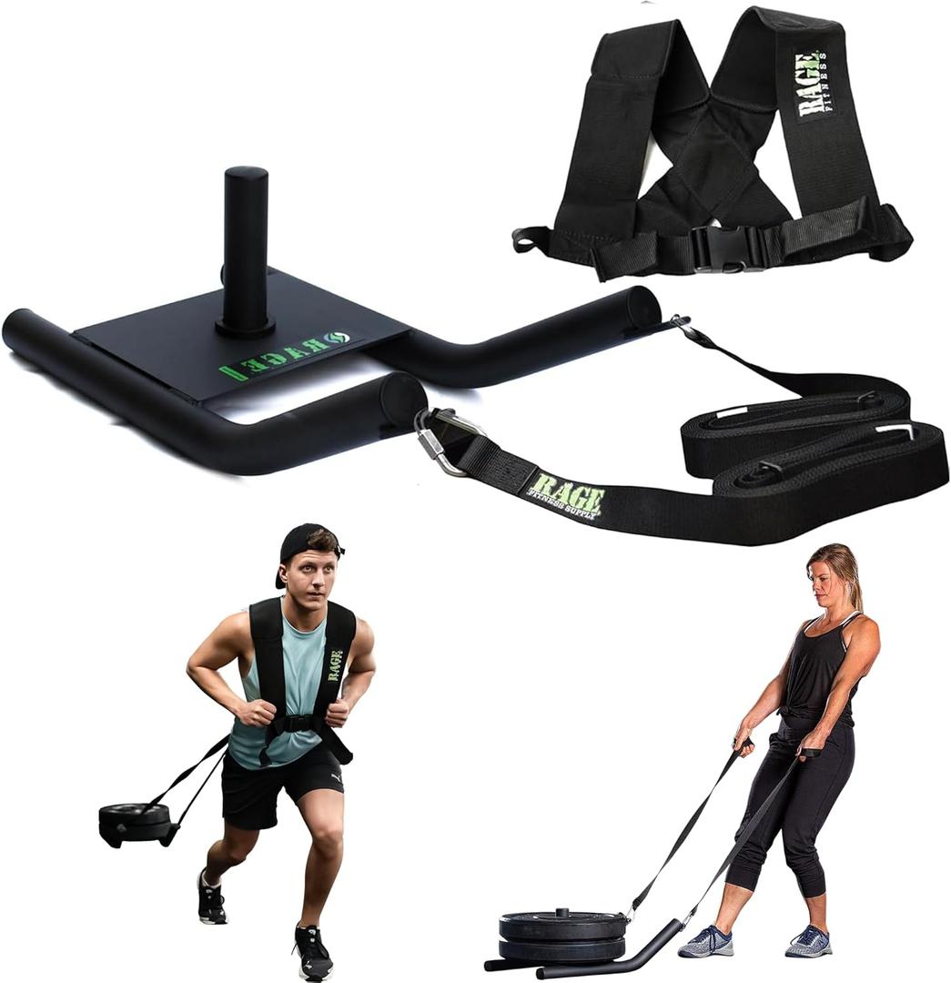Speed Training Pull Sled, Workout Weight Sled for Upper Lower Body Speed & Strength Development, Endurance & Cardio Training, Helps Build Knee Strength, Compatible with 2" Weight Plates