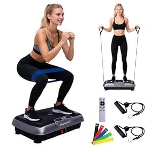 Vibration Plate Machine, 180 Speeds Shake Plate for Lymphatic Drainage Weight Loss, Vibrating Fitness Platform 460LB Capacity Whole Body Workout with Bluetooth Home Exercise Gym Equipment for Women Men