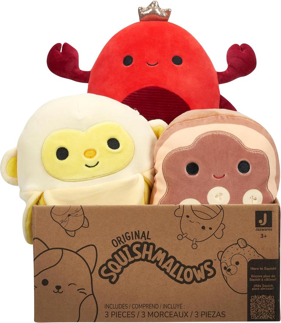 Squishmallows Original Mystery 3-Pack (8-Inch)  Official Jazwares Plush (Medium-Sized)