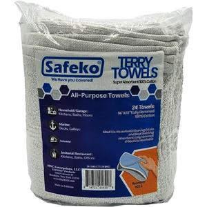 Cotton Terry Towels  100% Cotton, 14 x 17, Super Absorbent & Machine Washable  24 Pack