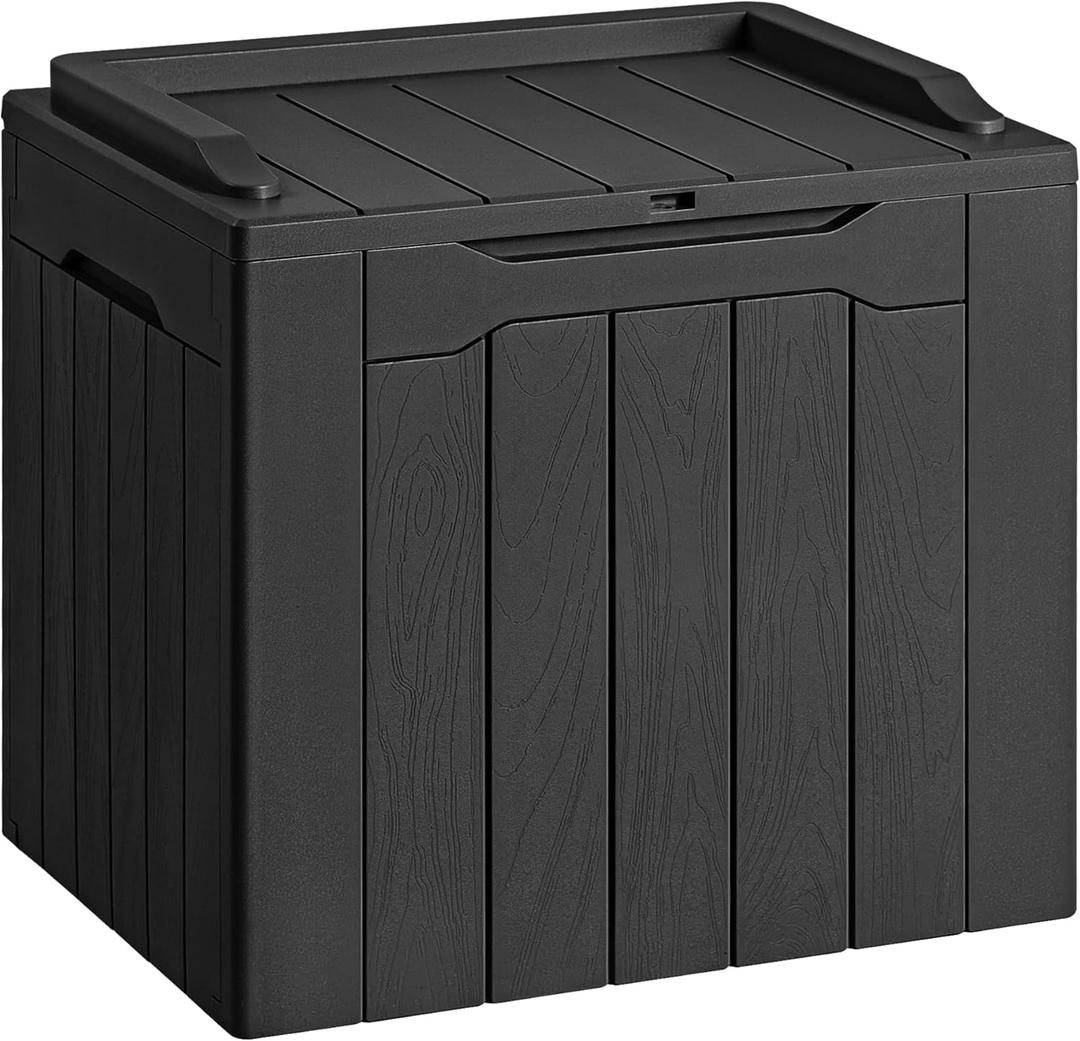 Devoko 30 Gallon Resin Deck Box Waterproof Outdoor Storage Box for Patio Furniture Pool Accessories Indoor Storage for Cushion Garden Tools (30 Gallon, Black)