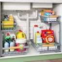 Kitstorack Under Sink Organizer, 2 Tier Under the Sink Storage, Slide out Pull out Cabinet Organizer Shelf, Metal Sliding Drawer for Kitchen Bathroom Pantry Closet Organization Rack, Grey, 2 Pack