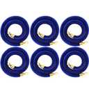 Woanger 6 Pack Velvet Stanchion Rope, 5 Feet Crowd Control Stanchion Ropes Safety Barrier with Gold Plated Hook for Carpet Events Movie Theaters Grand Openings Hotels Party(Blue)