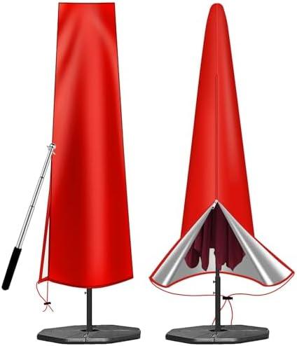 OKPOW Patio Umbrella Cover for 9ft to 12ft Outdoor Umbrellas - 420D Waterproof Garden Market Umbrella Cover Outside Parasol Covers with Zipper for Deck Pool Beach Umbrellas, Red