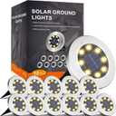 INCX Solar Ground Lights, 8 LED Garden Lights Solar Powered,Disk Lights Waterproof In-Ground Outdoor Landscape Lighting for Patio Pathway Lawn Yard Deck Driveway Walkway,Warm White 12 Packs