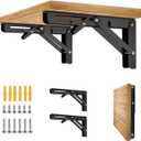 Folding Shelf Bracket 18 inch 2PC Wall Mounted Collapsible Shelves Brackets Heavy Duty Foldable Workbench Bracket DIY Wall Table Hinges for RV Countertop Extension Gargage Workstation Table Supports