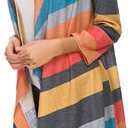 DEARCASE Women's Open Front Cardigans 3/4 Sleeve Draped Striped Printed Sweater Jackets Draped Kimono Loose Cardigan (M)