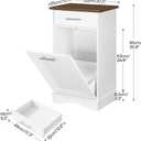 HOOBRO 10 Gallon Tilt Out Trash Cabinet, Kitchen Trash Can,Trash Bin Storage, with Flip Door and Large Drawer, Hidden Laundry Hamper Cabinet, for Kitchen, Laundry, White and Walnut WH02LJ01, 20.5"L x 13.7"W x 35.8"H