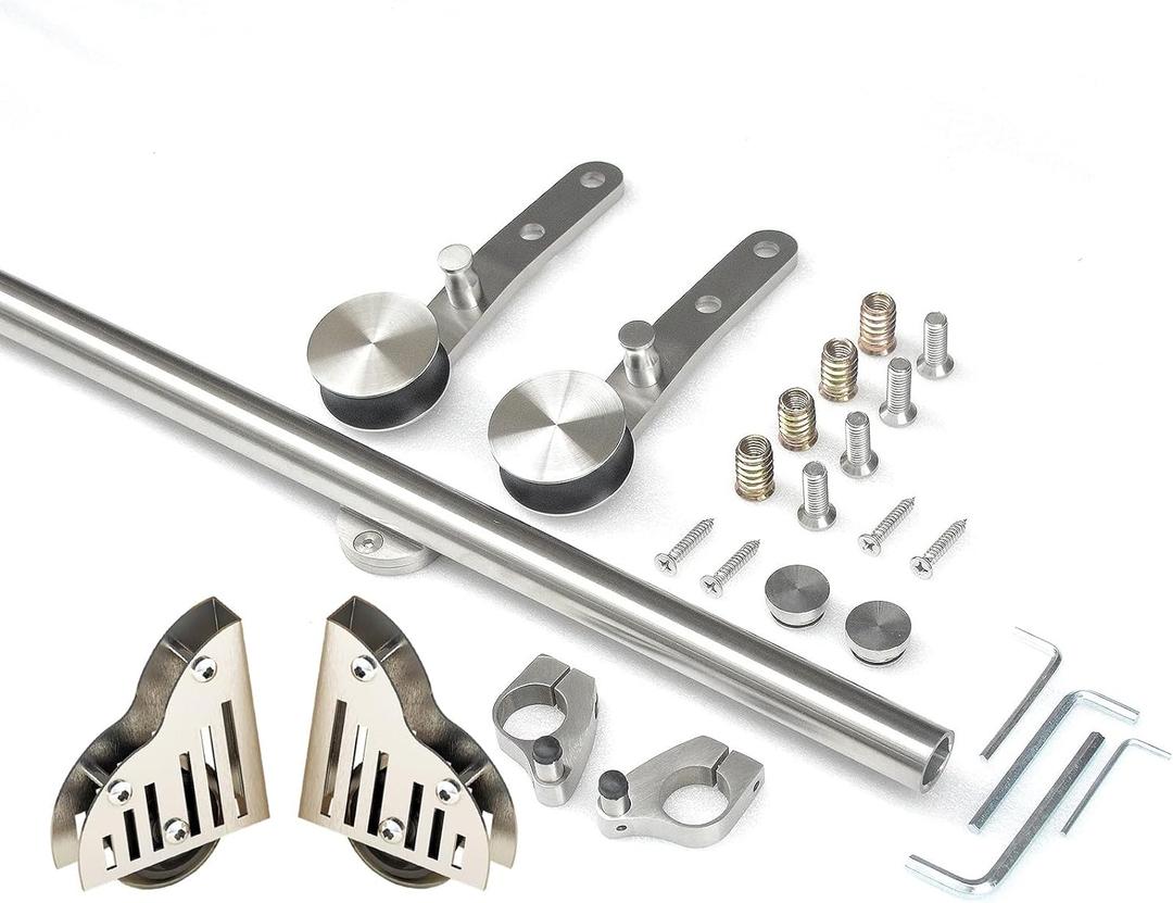 Stainless Steel Sliding Ladder Hardware Track Kit, Round Track/Rail, (No Ladder), Library Rolling Ladder Hardware Rail Kit 100cm-600cm (Size : 600cm(20ft) Track kit)