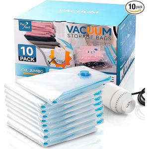 10 Pack XXL Jumbo Vacuum Storage Bags with Electric Air Pump, Space Saver Bags,Compression for Comforters and Blankets,Duvets,Pillows,Travel(47.2x35 in)