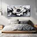 JUDASJART Black and white Canvas Painting Wall Decor For Living Room Wall Art For Bedroom Office Decoration Abstract Flowers Artworks Pictures Ready To Hang Modern Aesthetics Home Decor, 40"L x 20"W