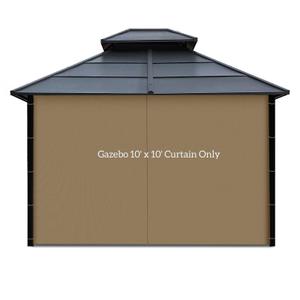 Gazebo Privacy Curtain with Zipper Side Wall Universal Replacement for 10' x 10' Gazebo, Patio, Outdoor Canopy, Garden and Backyard, Khaki (1-Panel Curtain Only)