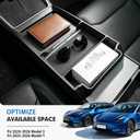 Center Console Organizer Tray for 2025-2026 Tesla Model Y Juniper and 2024-2026 Model 3 Highland (Standard, Premium & Performance) - Console Storage Rack - Black