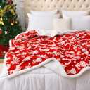 MERRYLIFE Sherpa Throw Blanket Ultra-Plush Comfort | Decorative, Soft, Colorful | Home, Couch, Outdoor, Travel Use (XmasRed, 50" 60")