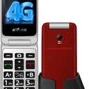 G3 Pro Red - 4G LTE Flip Phone for SeniorsUnlcoked Flip Phone with SOS ButtonLoud SpeakerCameraTalking ClockPhoto Speed Dial Hands-freeDumb PhoneCharging DockExtended Battery Life