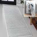 JONATHAN Y SVH102A-28 Damon Classic Coastal Pinstripe Reversible Machine-Washable Navy/Cream 2 ft. x 8 ft. Indoor/Outdoor Runner Rug, Hose-Washable, for Patio, Backyard, Garden, Porch, Non-Shedding (2' x 8' (Rectangular))