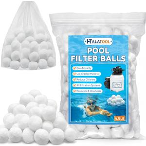 Halatool 4.8 lbs Pool Filter Balls for Sand Filters- Replace 170 lbs Pool Filter Sand, Reusable High-Efficiency Filtration Media, Innovative Swimming Materials Suitable for Aquarium Tank