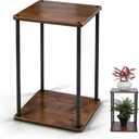 Vigordream Plant Stand Indoor Outdoor 2 Tier Metal Plant Shelf Tall Pedestal Stand Flower Pot Stands Multiple Planter Support Rack for Corner Living Room, Balcony, Garden Patio (Retro Brown, 17 INCH)