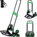 Heavy-Duty 330LB Capacity Hand Truck with Stair-Climbing Wheels & One-Touch Retractable Handle - Q235 Steel Collapsible Dolly Cart, 4.2-Inch Triple Wheels, Elastic Strap & Sponge Grip (Green)