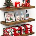 BAYKA Floating Shelves Bathroom for Wall  Shelf Over Toilet Farmhouse Rustic Wood for Bedroom, Kitchen, or Living Room Decor Organization, Christmas Decor Shelves  Rustic Brown, Set of 3 (15.7inches)