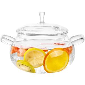 Glass Simmer Pot,83oz/2500ml Clear Glass Pots for Cooking on Stove with Lid, Large Saucepan Cookware Set for Pasta Noodle, Soup, Milk, Baby Food