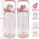 Half Gallon Water Bottle with Sleeve, 64OZ Motivational Water Bottle with Straw & Time Marker, BPA Free Leakproof Gym for Sport Workout