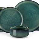 vancasso Starry 18 Pieces Dinnerware Sets for 6, Green Reactive Glaze Dishes Sets, Ceramic Plates and Bowls Set, Dinner Salad Dessert Plates, and Cereal Bowls Set, Dishwasher and Microwave Safe