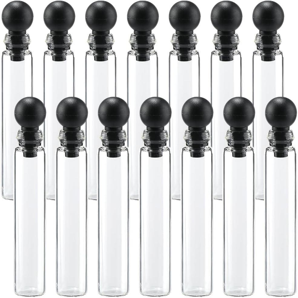 CREATCABIN 60Pcs 2ml Perfume Sample Bottles Glass Travel Tube with Plug Small Fragrance Empty Clear Essential Oil Tester Spray Portable Vials Sets for Cleaning Aromatherapy Fragrance Liquid Containers