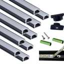 THMOOTHER 10-Pack 3.28FT Pre-Drilled Countersunk Hole LED Strip U Channel Diffuser, Matte Black Flush Mounted Under Cabinet Tape Light Aluminum Low Profile with Milky Cover (10, 3.28FT)