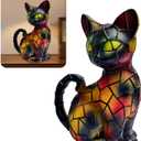 Cat Lamp, Stained Glass Cat Lamp, Pet Night Light Stained Glass Desk Decor for Home & Bedroom or Gifts