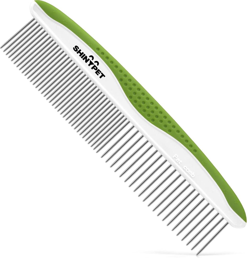 Dog & Cat Comb  Removes Tangles, Knots, and Matted Fur  Grooming Tool with Stainless Steel Teeth and Non-Slip Handle  Best Pet Hair Comb for Home Grooming Kit  Includes eBook Guide