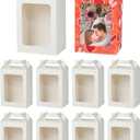 PYD Life 10 Pack Sublimation Gift Boxes Blanks 7" x 5.1" x H 11.8" with Clear PET Window Built-In Handle Matte White for Party Favors, Birthday, Christmas, Holidays Gifts Wrapping Packing