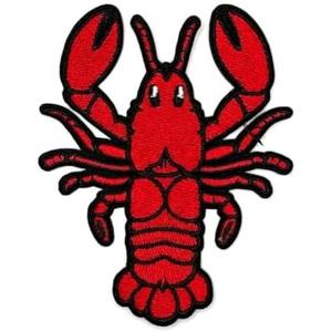 Generic 3.5"" Lobster Iron On Patch | Lobster Embroidered Patches Iron On/Sew On | Zoo Beach Ocean Sea Creatures Iron On Patches for Holes, Clothing, Dress, Jeans, Hat, Backpacks, Clothes, Set of 2