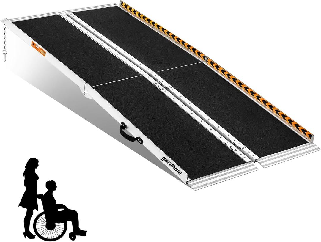 5FT Ramp for Wheelchair for Home Steps, gardhom 800Lbs Load Capacity Anti-Slip Aluminum Portable Folding Handicap Ramp for Home Entrance Threshold Doorways Stairs Curbs Scooter (5 Foot (Pack of 1))