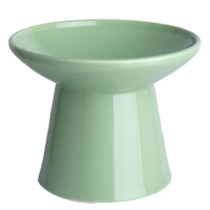 Ceramic Elevated Cat Food Bowls,6.2" Wide,4-Pack,Green