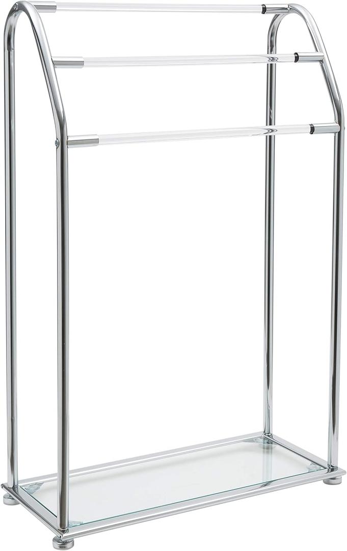 Organize It All 3 Bar Bathroom Towel Drying Rack & Holder with Shelf , Chrome, 62443W-1