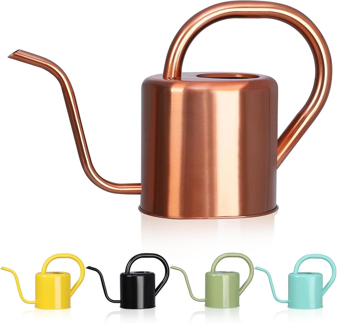 Watering Can, Stainless Steel Watering Can for Indoor & Outdoor Plants, 1L/35oz Long Spout Water Can with Handle, Rust-Proof Plant Watering Pot for House Plants, Garden Flowers (Rose Gold)