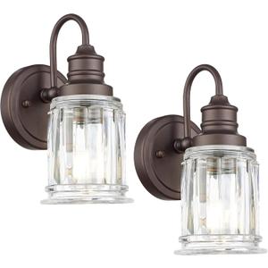 Rustic Wall Sconces Set of Two, HWH Farmhouse Vanity Wall Sconces for Bathroom, 1-Light Wall Sconce Light Fixtures Indoor Wall Lamps for Bedroom, Oil Rubbed Bronze Finish, 5HZG106B-2 ORB